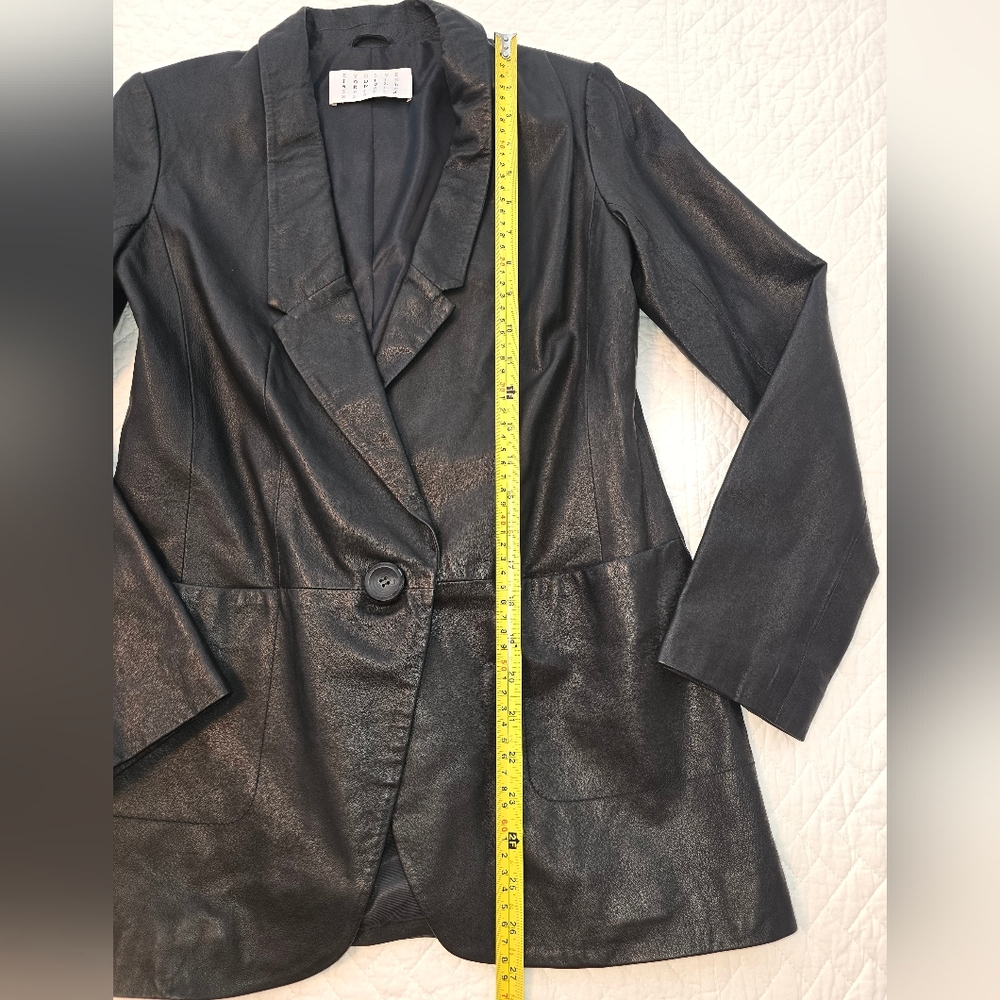 Jodi Arnold Black Leather Blazer Women's Size 4 - Picture 4 of 11